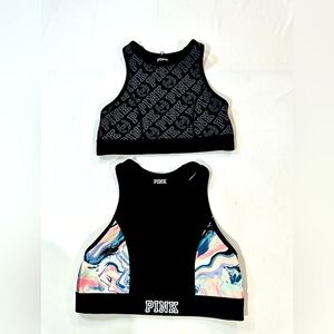 Pink Victoria’s Secret sports racer bra.printed , reversible , black size L